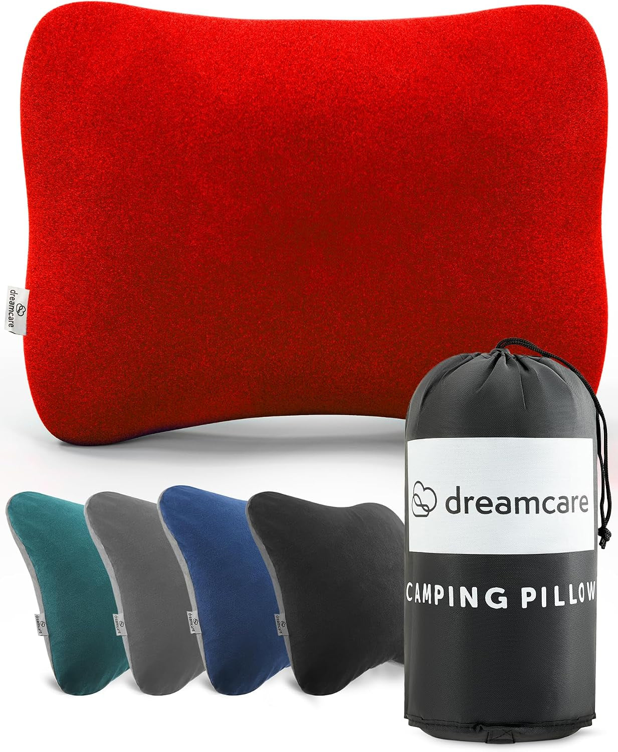 Camping Pillow, Memory Foam Travel Pillow, Camping Accessories - Small Pillow Camping Essentials Camping Pillows for Sleeping, Backpacking Pillow, Travel Pillows for Sleeping (Small,Red)