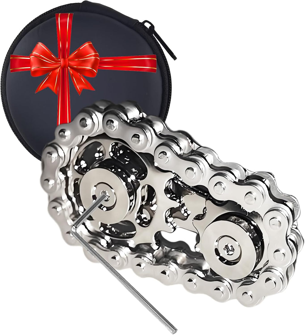 Fidget Spinners Toys for Adults & Teens - Metal Fidget Toy Bike Chain Fidget Sprocket Chain Fidgets Toy for Relief Anxiety ADHD Autism Cool Gadgets Desk Offices Gift Sensory Adult Fidget Toys（Silver）