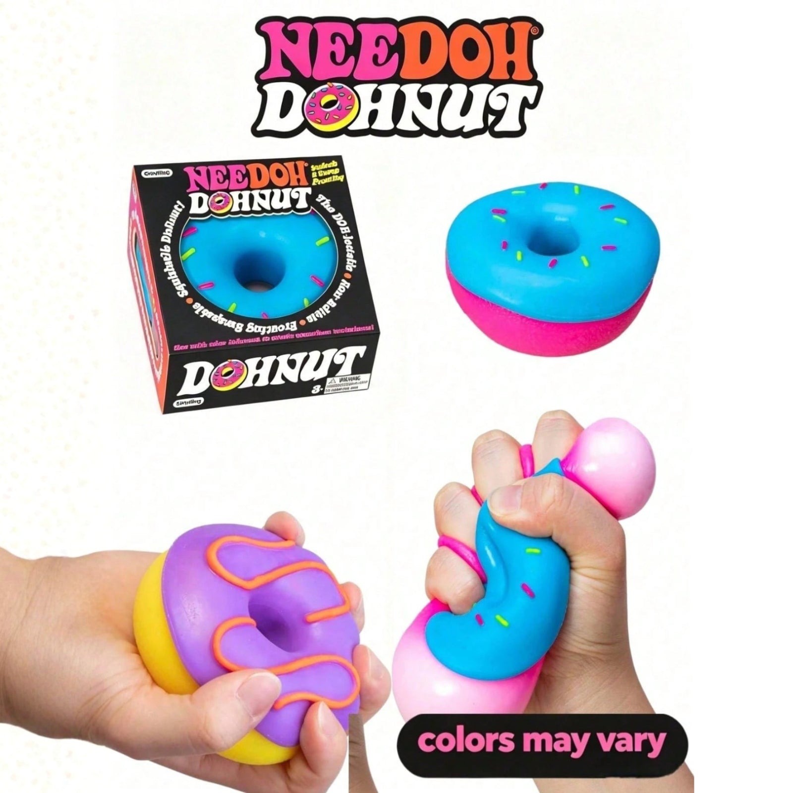Needoh Dippin Dazzler Egg Donut Squishy Stress Relief Toy Fidget Anxiety Groovy