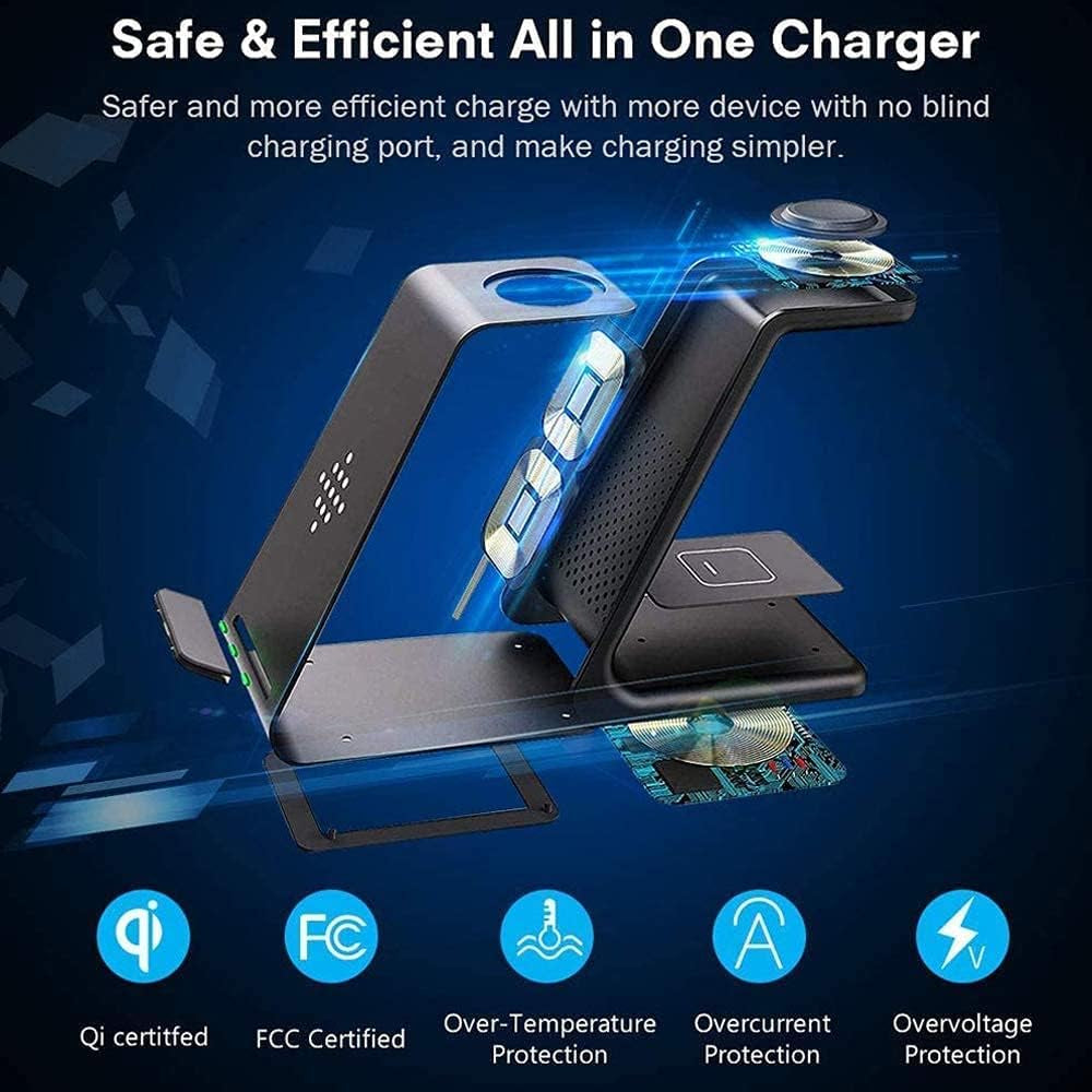 3 in 1 Wireless Charger, Charging Station for Samsung Galaxy S23 Ultra/Zfold3/S22/21/20/10/9/8/Note10/9/8, Dock for Galaxy Watch 3/Active2/1/Gears3, Galaxy Buds