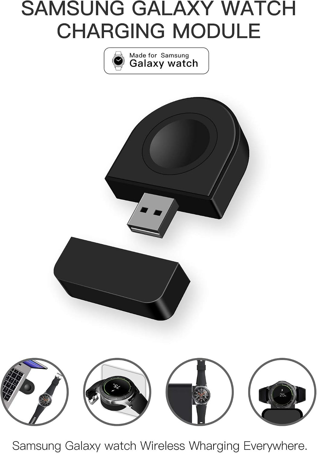 Wireless Charger 4 in 1 Qi Fast Charging Station for Multiple Devices Samsung Android Galaxy Watch 4/3,Active2,Gear S2/S3 Classic,Galaxy Buds/+/Live,Samsung S23/S22/S21/S21 Ultra/S20/S10/S7/Z Fold 3