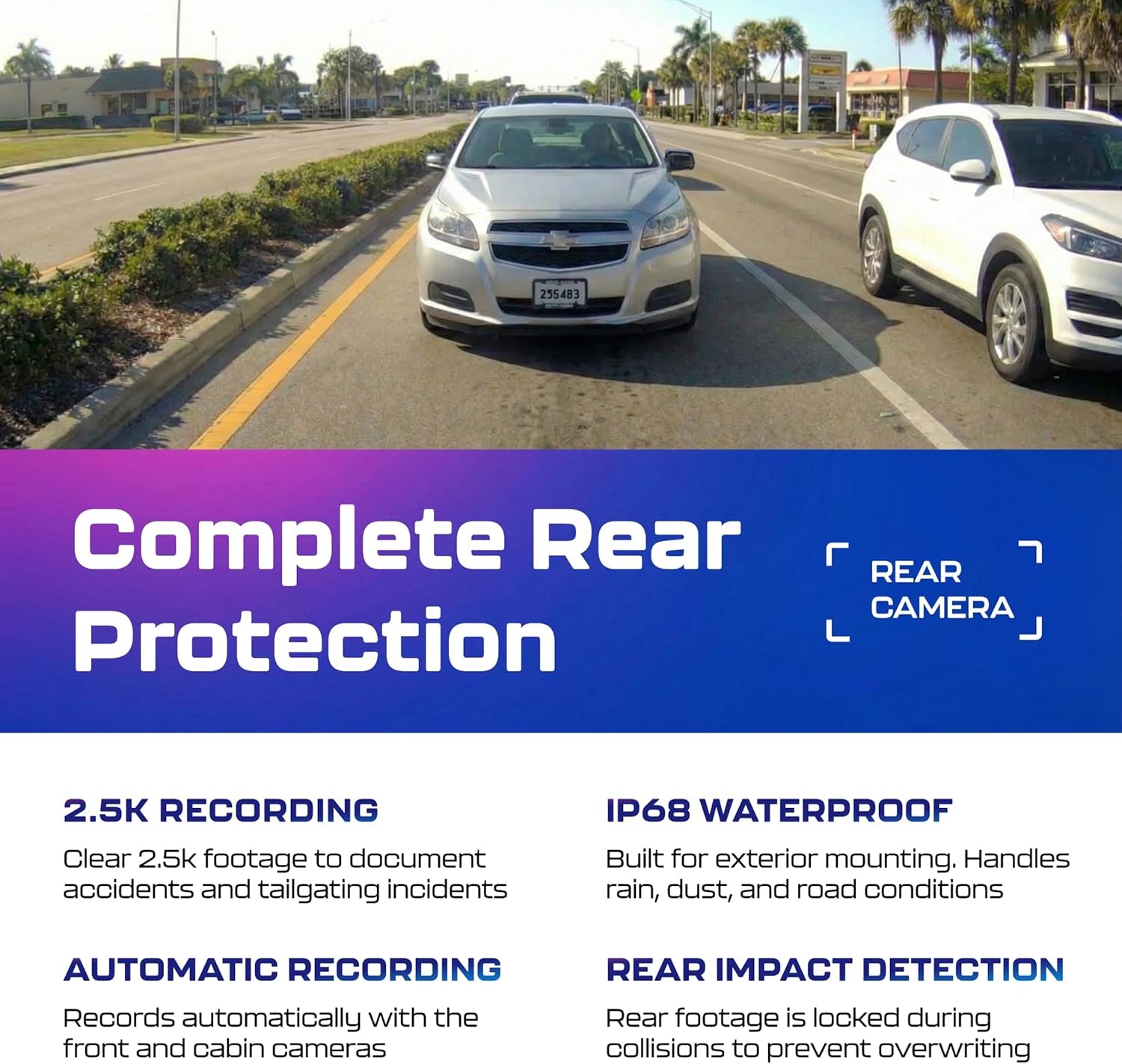M550 3CH Dash Cam 4K - 3.19" Screen IR Night Vision - 24H Parking Mode - 3-Channel Dash Cam - Interior IR Camera - Built-In GPS & Wifi - Three-Mode Parking Monitor