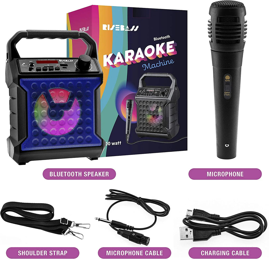 RISEBASS Karaoke Machine for Kids & Adults Singing Machine Speaker with Microphone, Blue