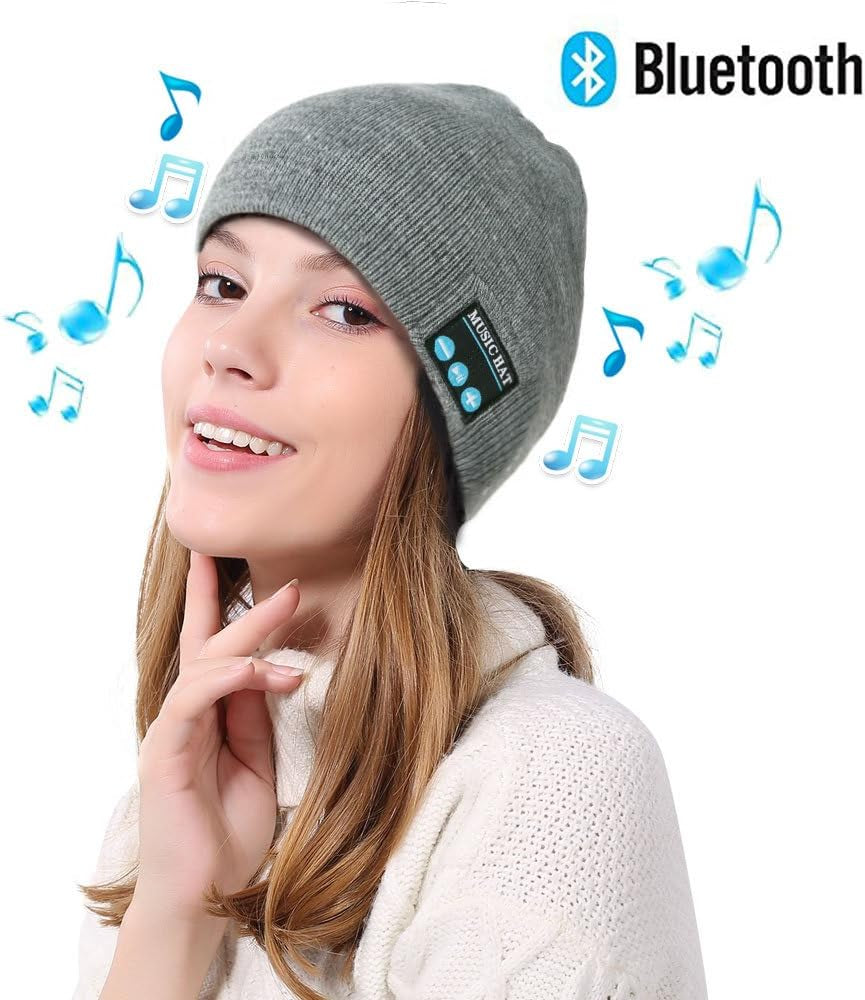 Wireless Bluetooth Beanie,Unisex Outdoor Sport Knit Hat with Stereo Speakers & Microphone