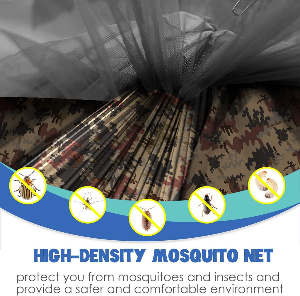 Camping Hammock - Camping Essentials, Double Hammock with Bug Net, Camping Gear Hammock for Outside, Hiking, and Travel (Camouflage)