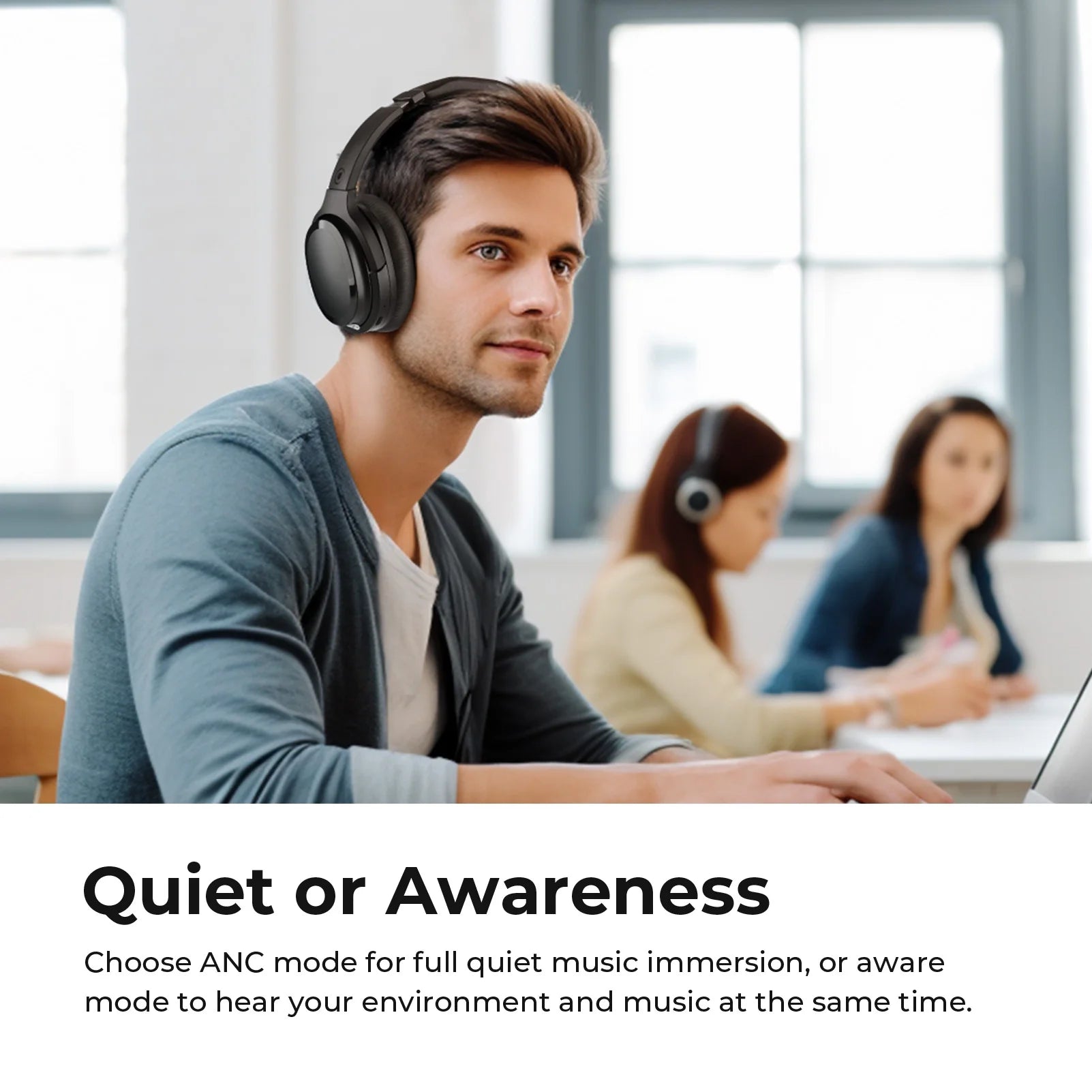 Premium Active Noise Cancelling Bluetooth Headphones - Wireless Over-Ear Design with Mic, Comfortable Protein Earpads, 30H Playtime, Foldable for Travel & Work - Sleek Black Finish