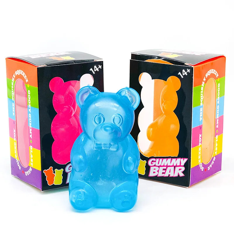 Needoh Gummy Bear Squishy Toy, Maltose Stress Ball for Kids Adults, Cute Animal Squeeze Fidget Toy, Solid Decompression