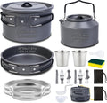 22-Piece Camping Cookware Set | Bare Hard-Anodized Aluminum Mess Kit with 3.1L Large Pot & 1.6L Camping Kettle | Uncoated Camping Kitchen Supplies & Backpacking Camping Kit