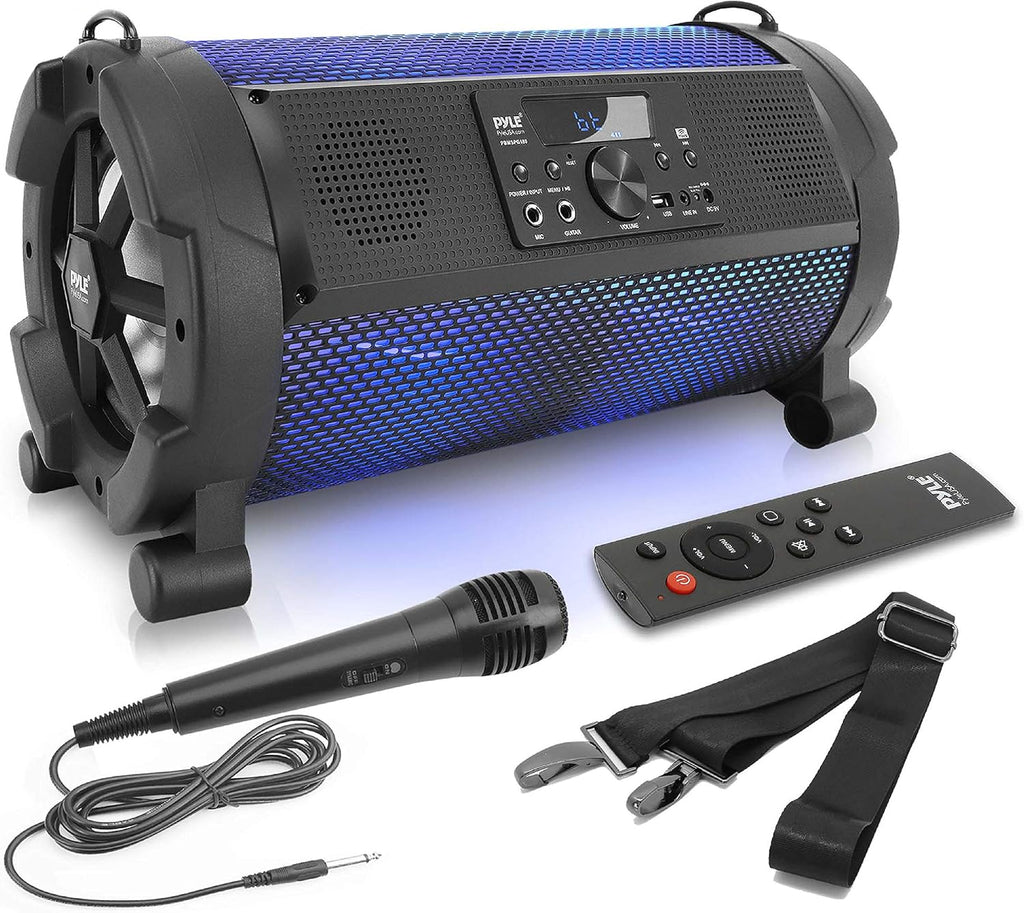 Wireless Portable Bluetooth Boombox Speaker - 500W 2.1Ch Rechargeable Boom Box Speaker Portable Barrel Loud Stereo System with Flashing LED, Digital LCD Display, AUX, USB, 1/4" Mic IN