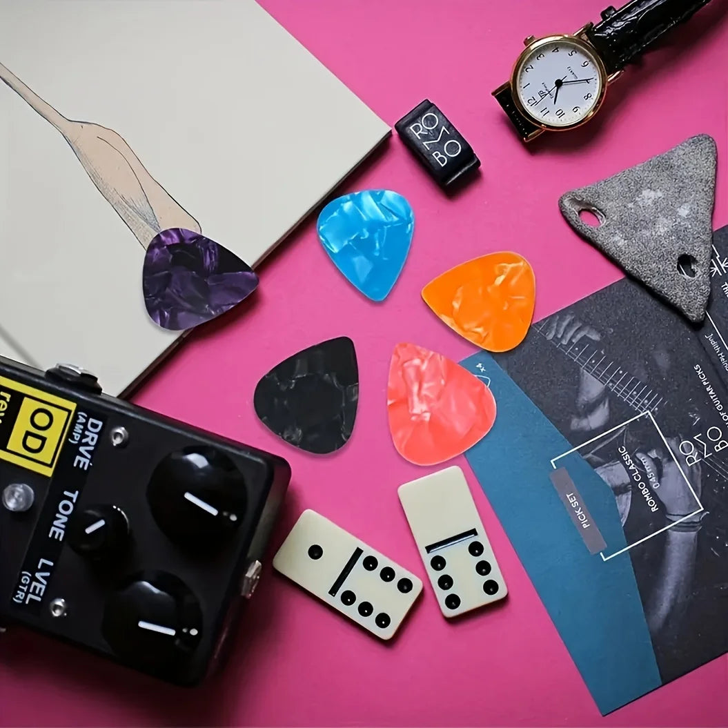 Guitar Pick 100 Pcs Mixed Colorful Guitar Picks Assorted Pearl Variety Sampler Pack Celluloid 0.46Mm 0.71Mm 0.96Mm