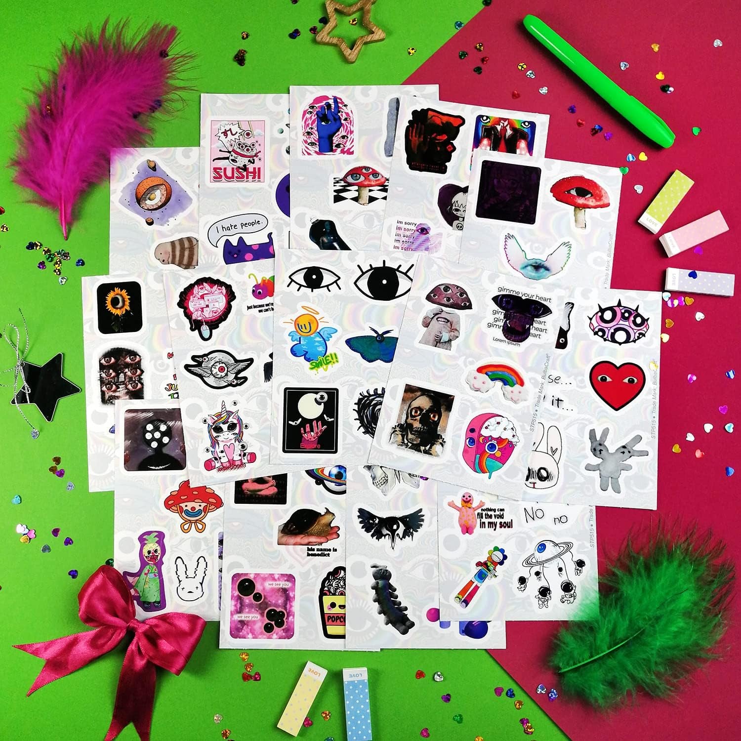 100Pcs Weirdcore Stickers, Weird Stickers for Adults, Weird Gifts, Psychedelic Decals, Trippy Decals, Weirdcore Accessories, Gifts for Women & Men