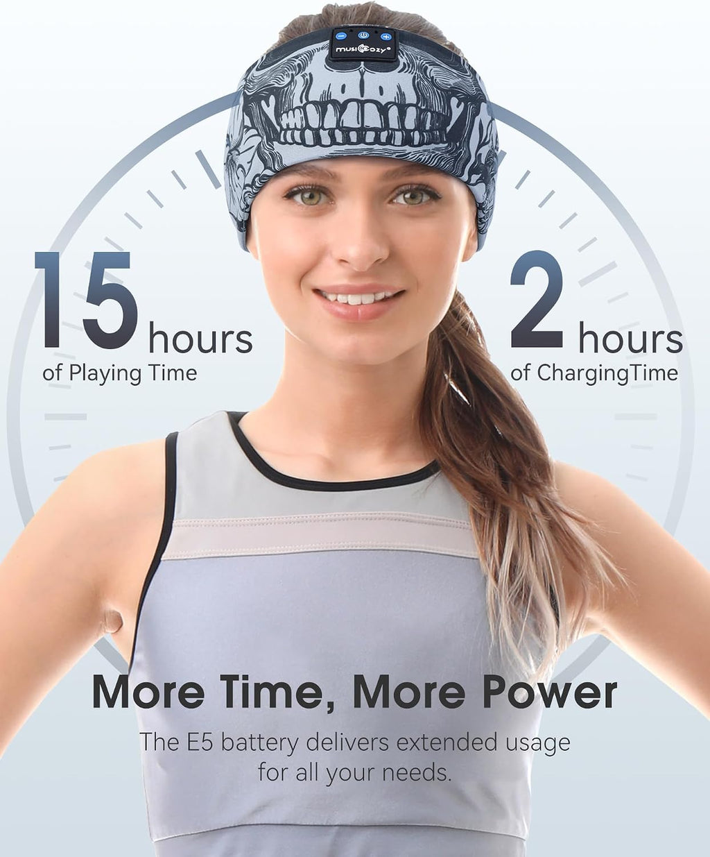Sleep Headphones Bluetooth Headband, Wireless Sleeping Headphones Music Sport Headbands, Long Time Play Sleeping Headsets Built-In Thin Speakers, Skulls Design for Sleeping Yoga