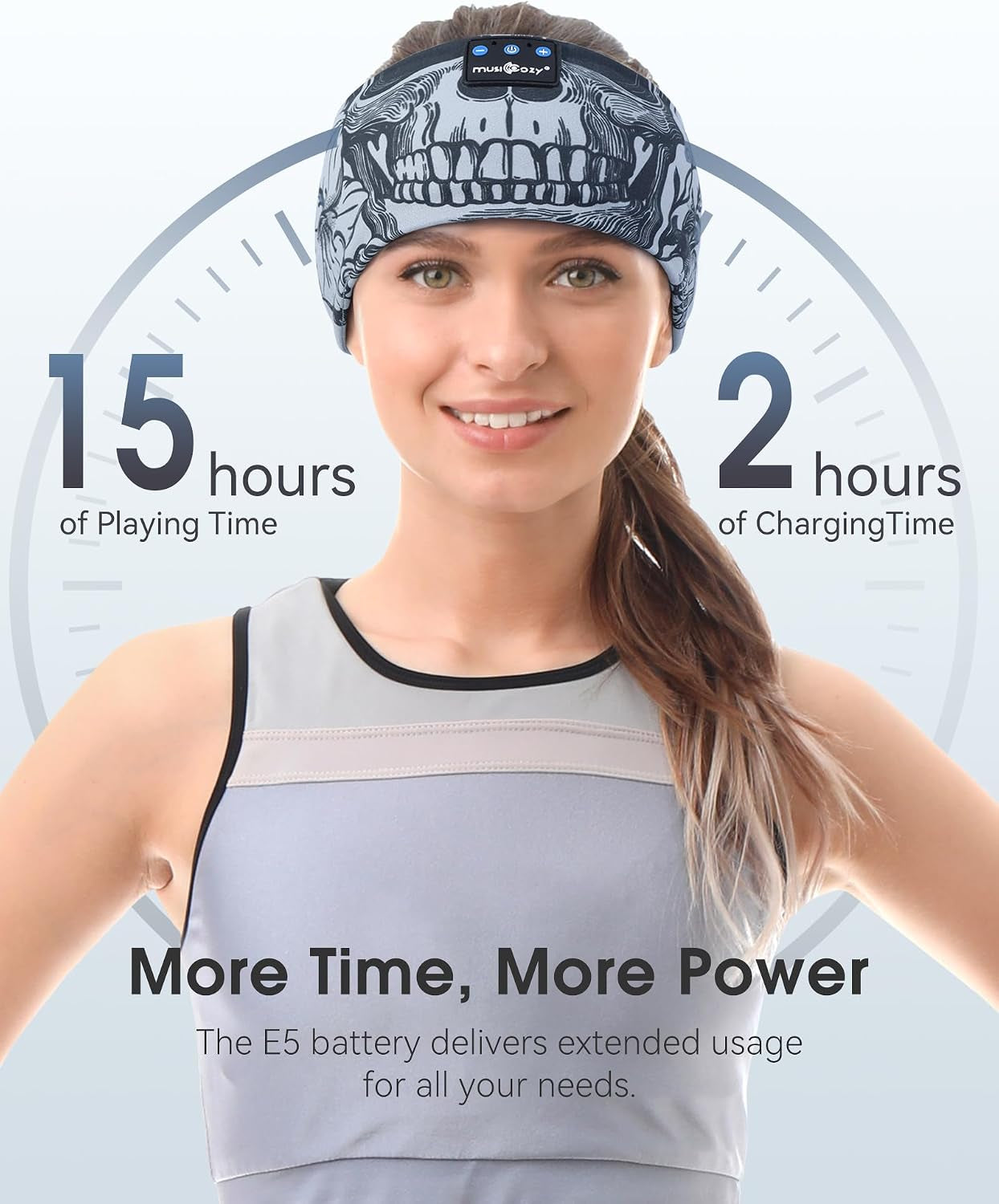 Sleep Headphones Bluetooth Headband, Wireless Sleeping Headphones Music Sport Headbands, Long Time Play Sleeping Headsets Built-In Thin Speakers, Skulls Design for Sleeping Yoga