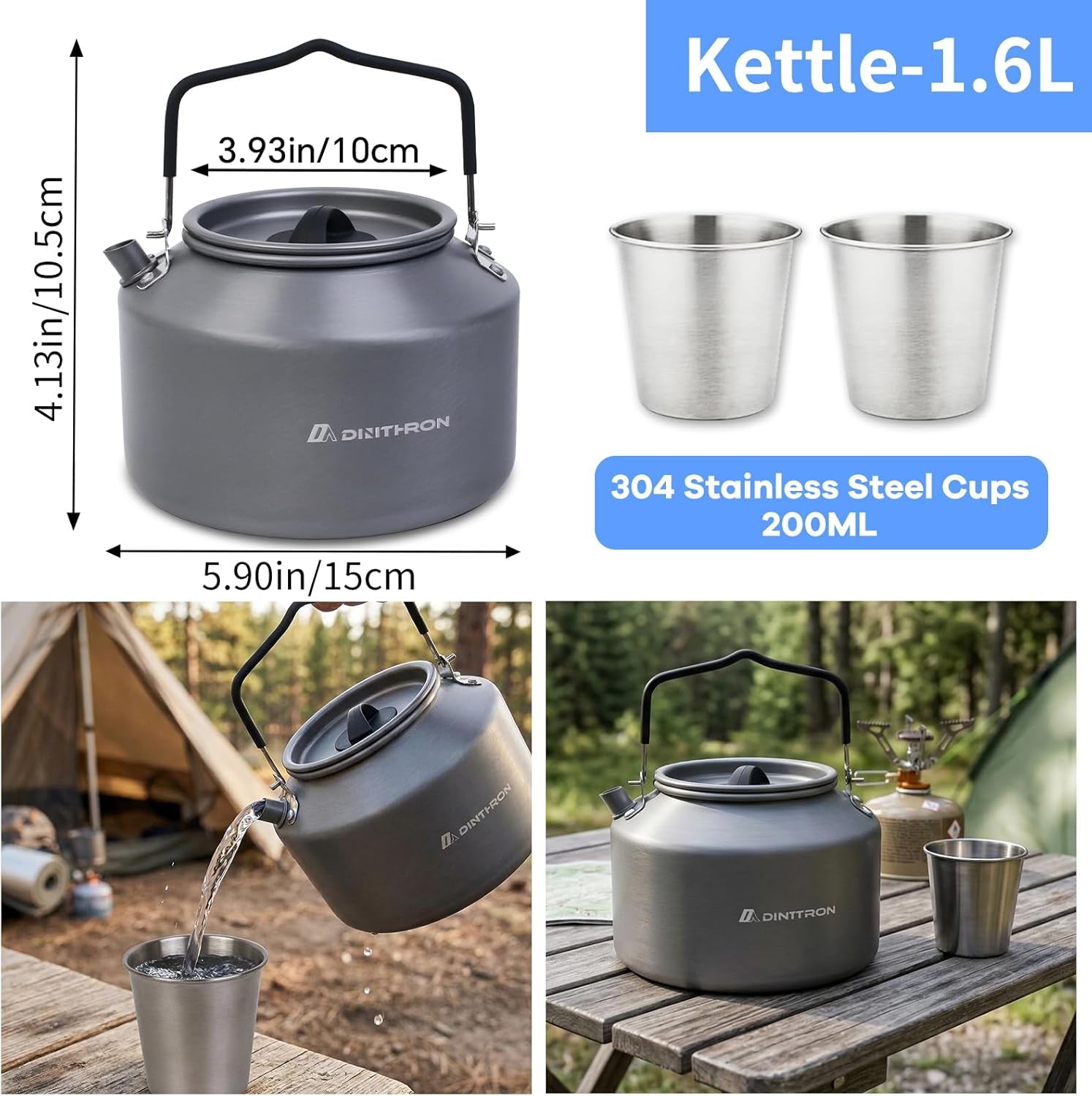 22-Piece Camping Cookware Set | Bare Hard-Anodized Aluminum Mess Kit with 3.1L Large Pot & 1.6L Camping Kettle | Uncoated Camping Kitchen Supplies & Backpacking Camping Kit