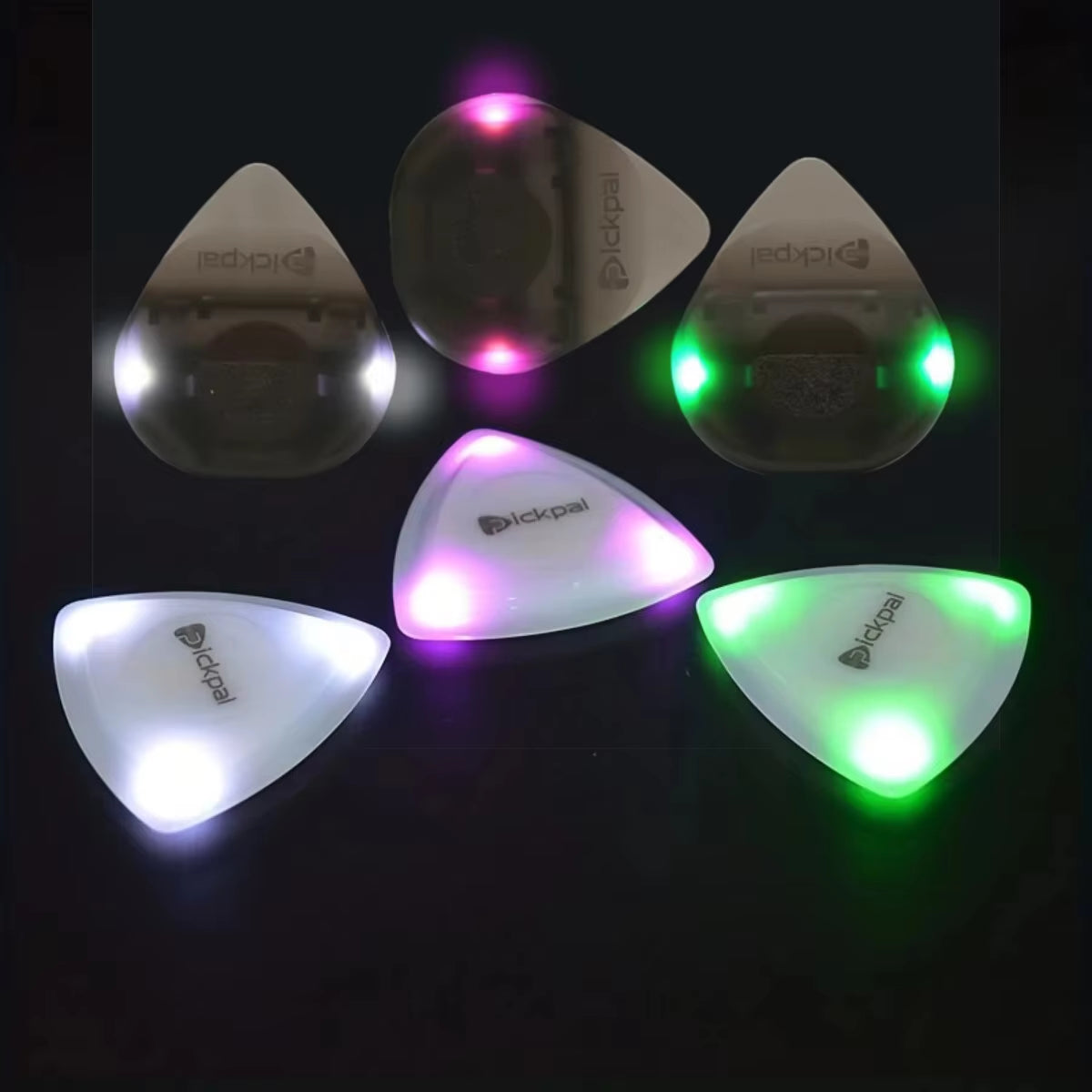 LED Luminous Guitar Pick - ABS Electric Guitar Picks with Three-Color Light Options (White/Green/Purple)
