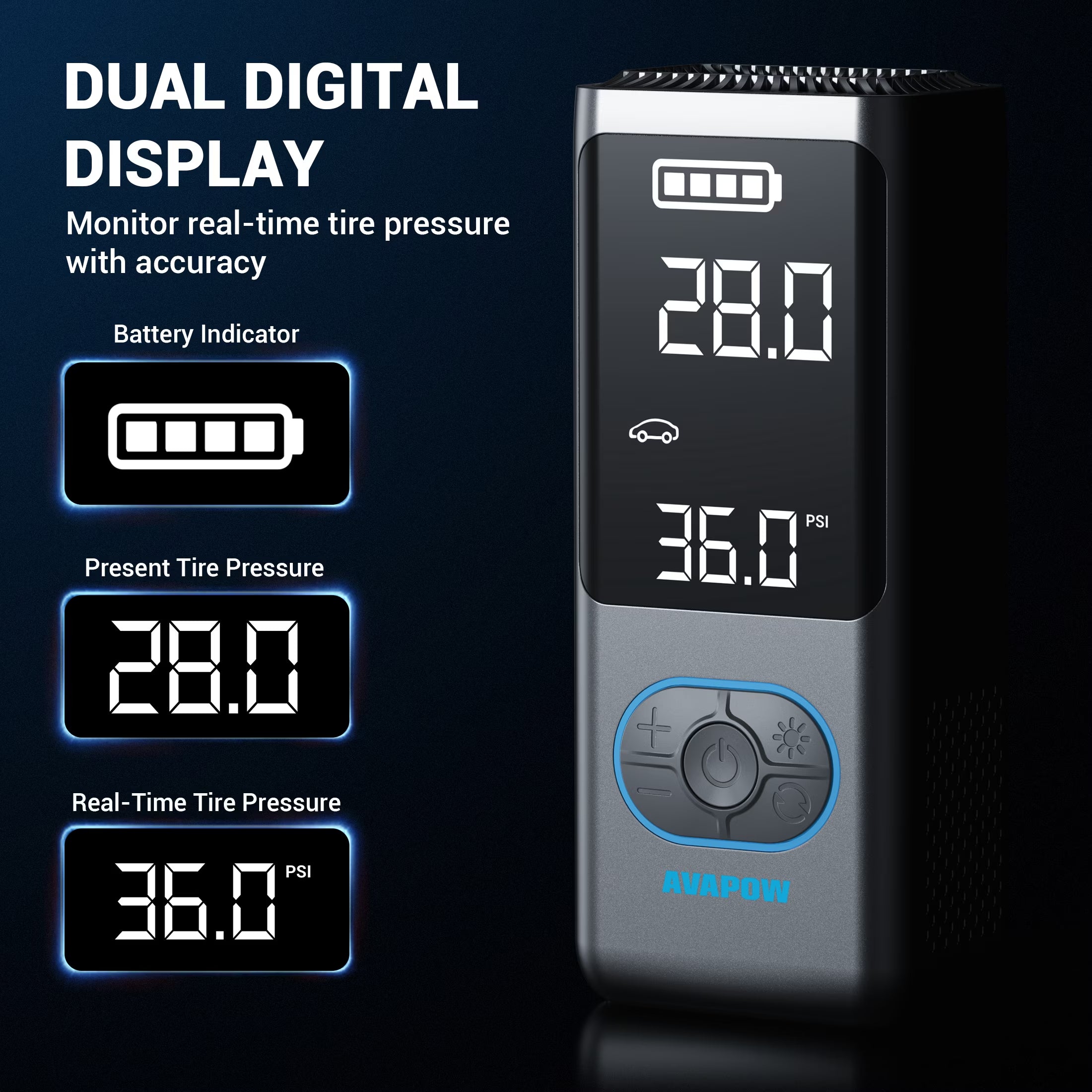 Cordless Tire Inflator Portable Air Compressor, Air Pump with Auto Shutoff, LED Light and Digital Pressure Gauge, 150PSI, 8000Mah Long Range Battery, Electric Pump for Car/Bike/Motorcycle/Ball