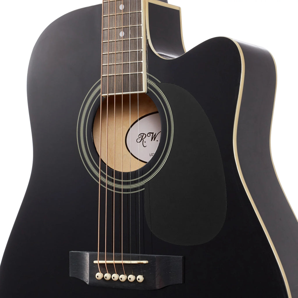 Jameson 41-Inch Full-Size Acoustic Electric Guitar with Thinline Cutaway Design, Black