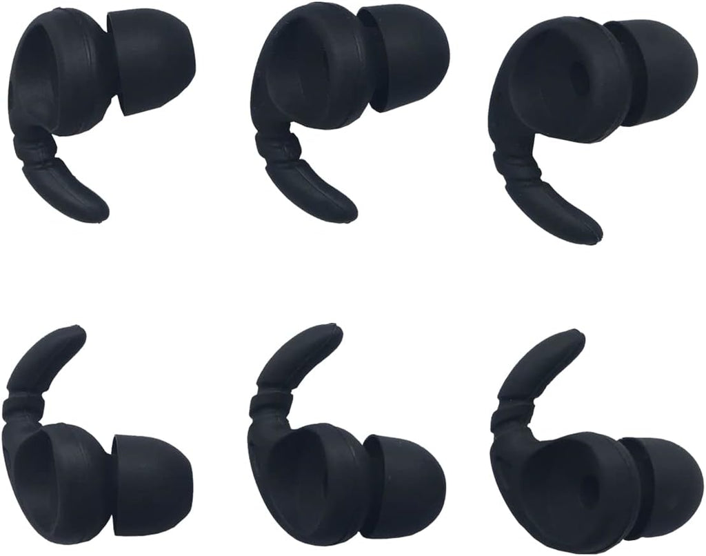 Sports Earbuds Tips Replacement Ear Fins Wingtips Noise Isolation Replacement Eartips Adapters for in Ear Earphones 4Mm to 6Mm Nozzle Attachment 3 Pairs Left & Right, Balck
