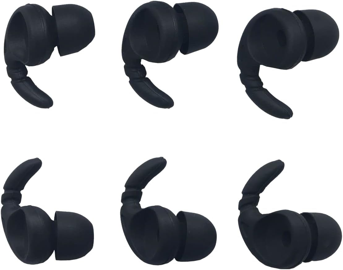Sports Earbuds Tips Replacement Ear Fins Wingtips Noise Isolation Replacement Eartips Adapters for in Ear Earphones 4Mm to 6Mm Nozzle Attachment 3 Pairs Left & Right, Balck