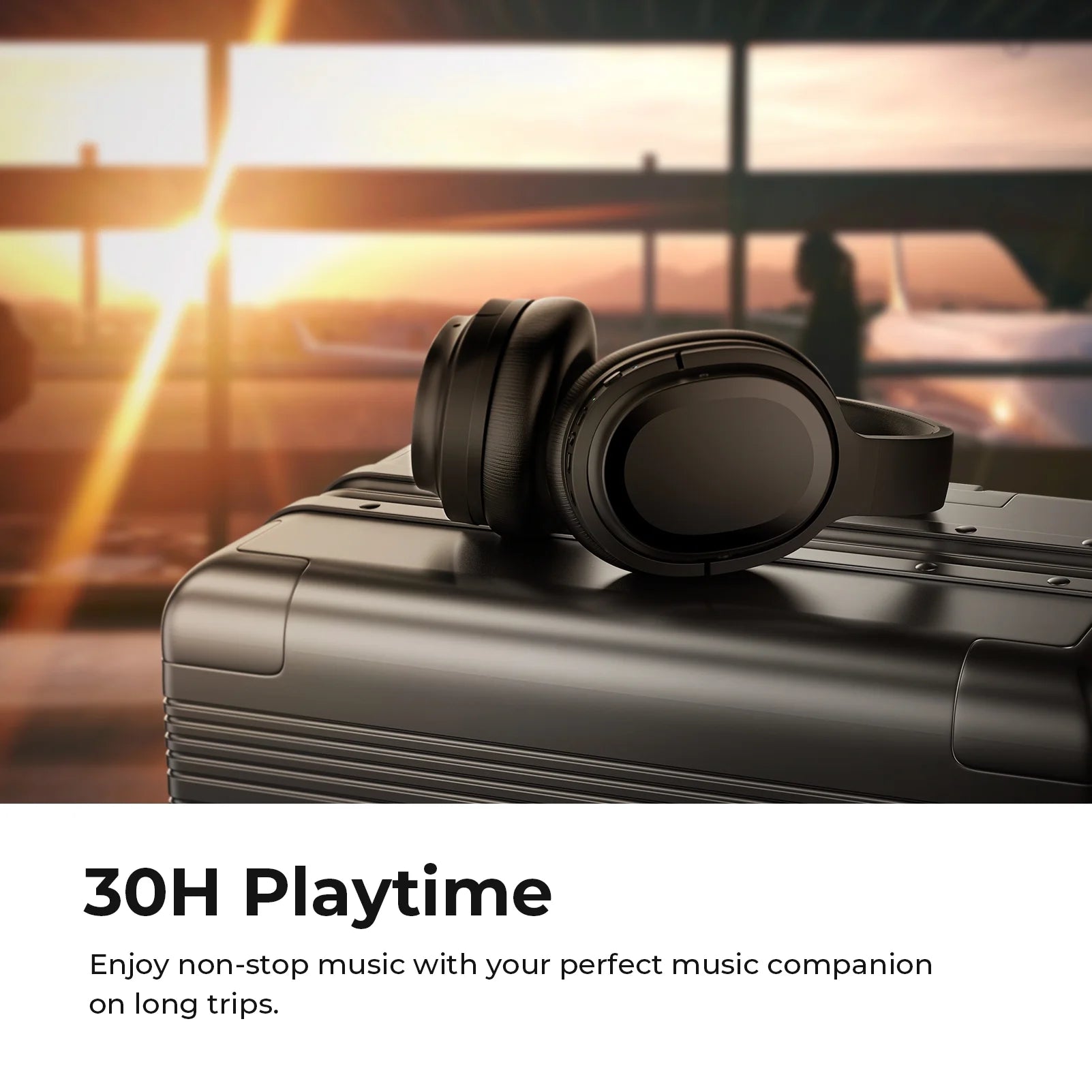 Premium Active Noise Cancelling Bluetooth Headphones - Wireless Over-Ear Design with Mic, Comfortable Protein Earpads, 30H Playtime, Foldable for Travel & Work - Sleek Black Finish