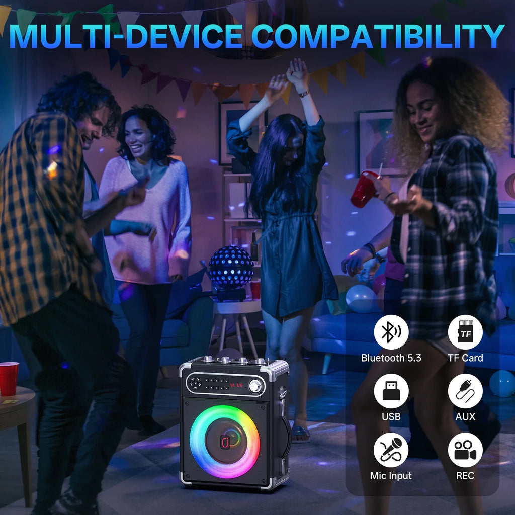 Karaoke Machine for Adult, Portable Bluetooth Speaker with 2 Microphones for Party, Pa System with Remote