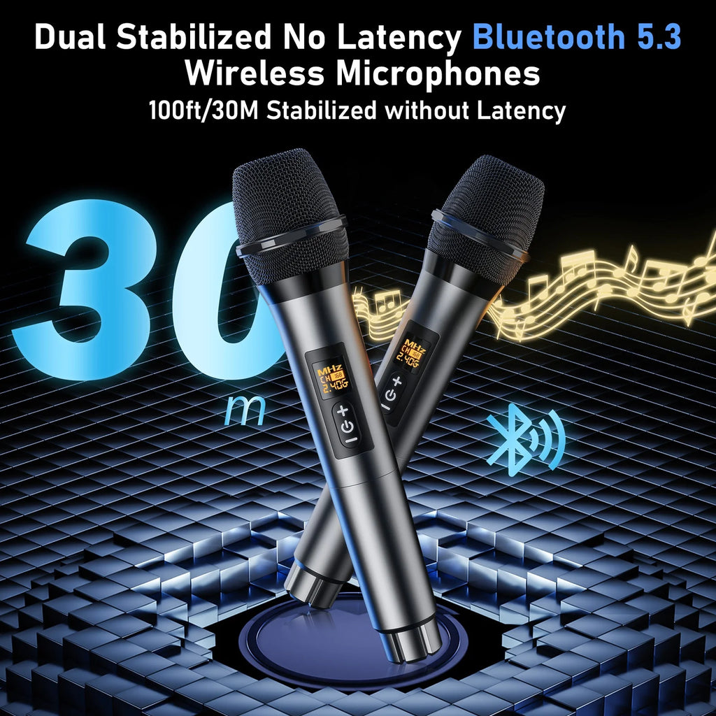 Karaoke Machine for Adult, Portable Bluetooth Speaker with 2 Microphones for Party, Pa System with Remote