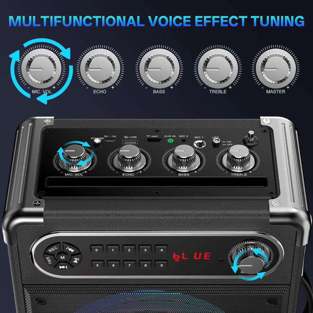 Karaoke Machine for Adult, Portable Bluetooth Speaker with 2 Microphones for Party, Pa System with Remote