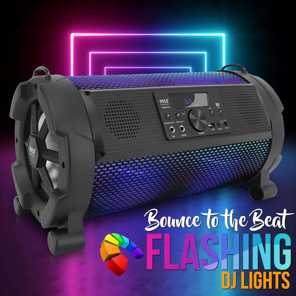Wireless Portable Bluetooth Boombox Speaker - 500W 2.1Ch Rechargeable Boom Box Speaker Portable Barrel Loud Stereo System with Flashing LED, Digital LCD Display, AUX, USB, 1/4" Mic IN