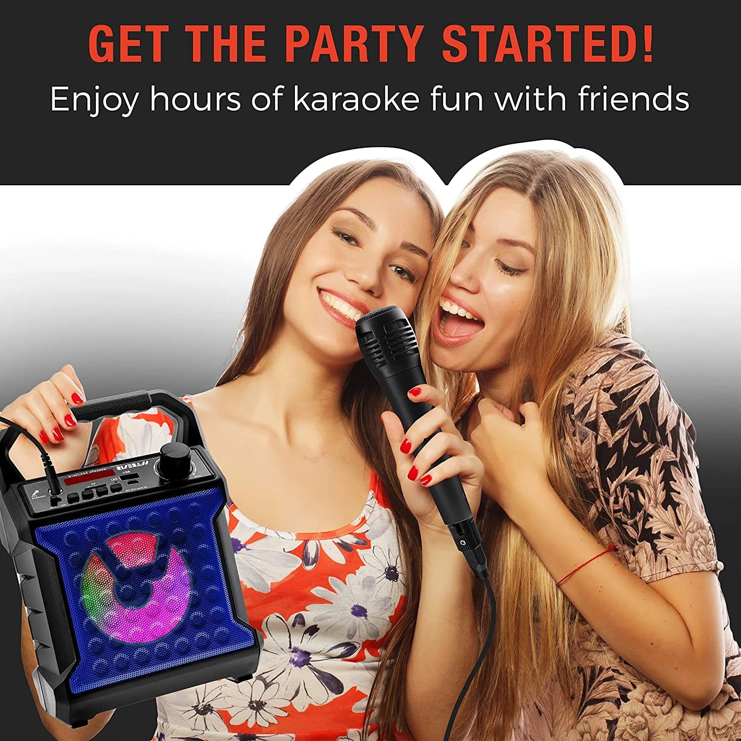RISEBASS Karaoke Machine for Kids & Adults Singing Machine Speaker with Microphone, Blue