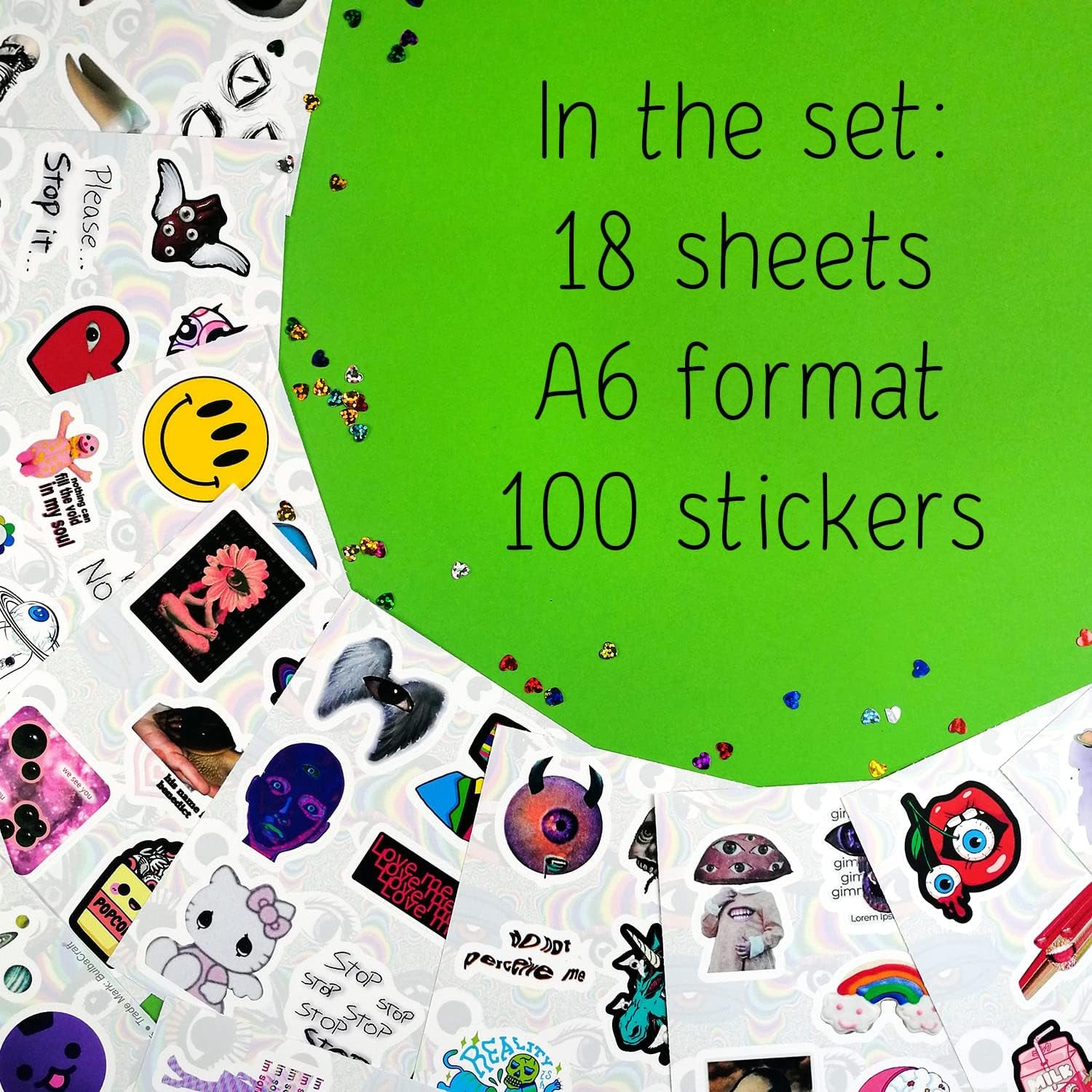 100Pcs Weirdcore Stickers, Weird Stickers for Adults, Weird Gifts, Psychedelic Decals, Trippy Decals, Weirdcore Accessories, Gifts for Women & Men