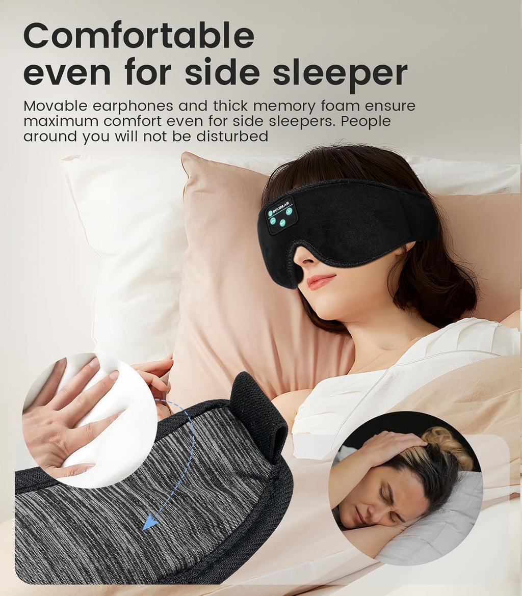 Bluetooth Sleep Mask, Sleep Mask with Bluetooth Headphones, Sleeping Headphones for Side Sleepers Travel Yoga, Cool Tech Gadgets Unique Gift for Valentine'S Mother'S Day Birthday Christmas