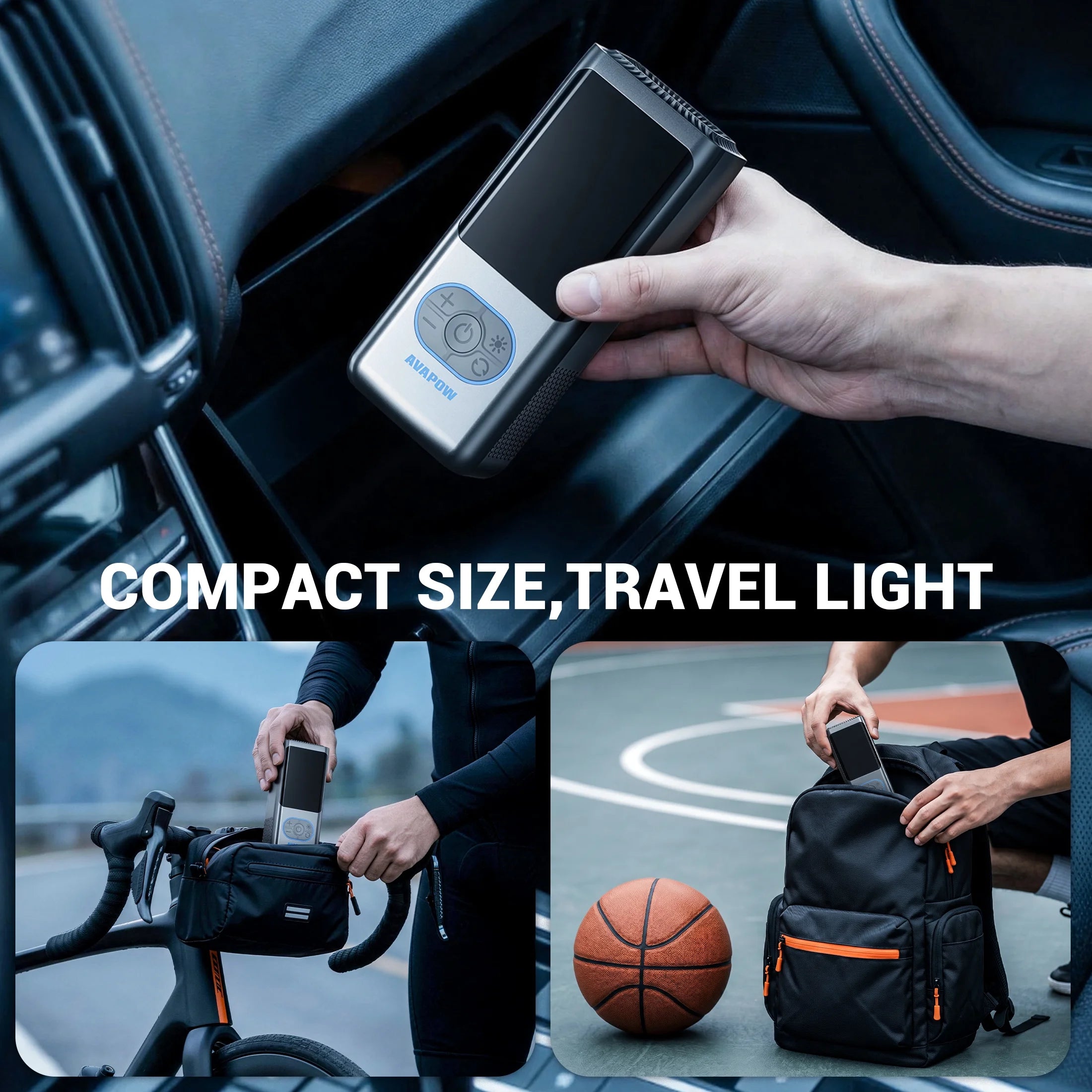 Cordless Tire Inflator Portable Air Compressor, Air Pump with Auto Shutoff, LED Light and Digital Pressure Gauge, 150PSI, 8000Mah Long Range Battery, Electric Pump for Car/Bike/Motorcycle/Ball