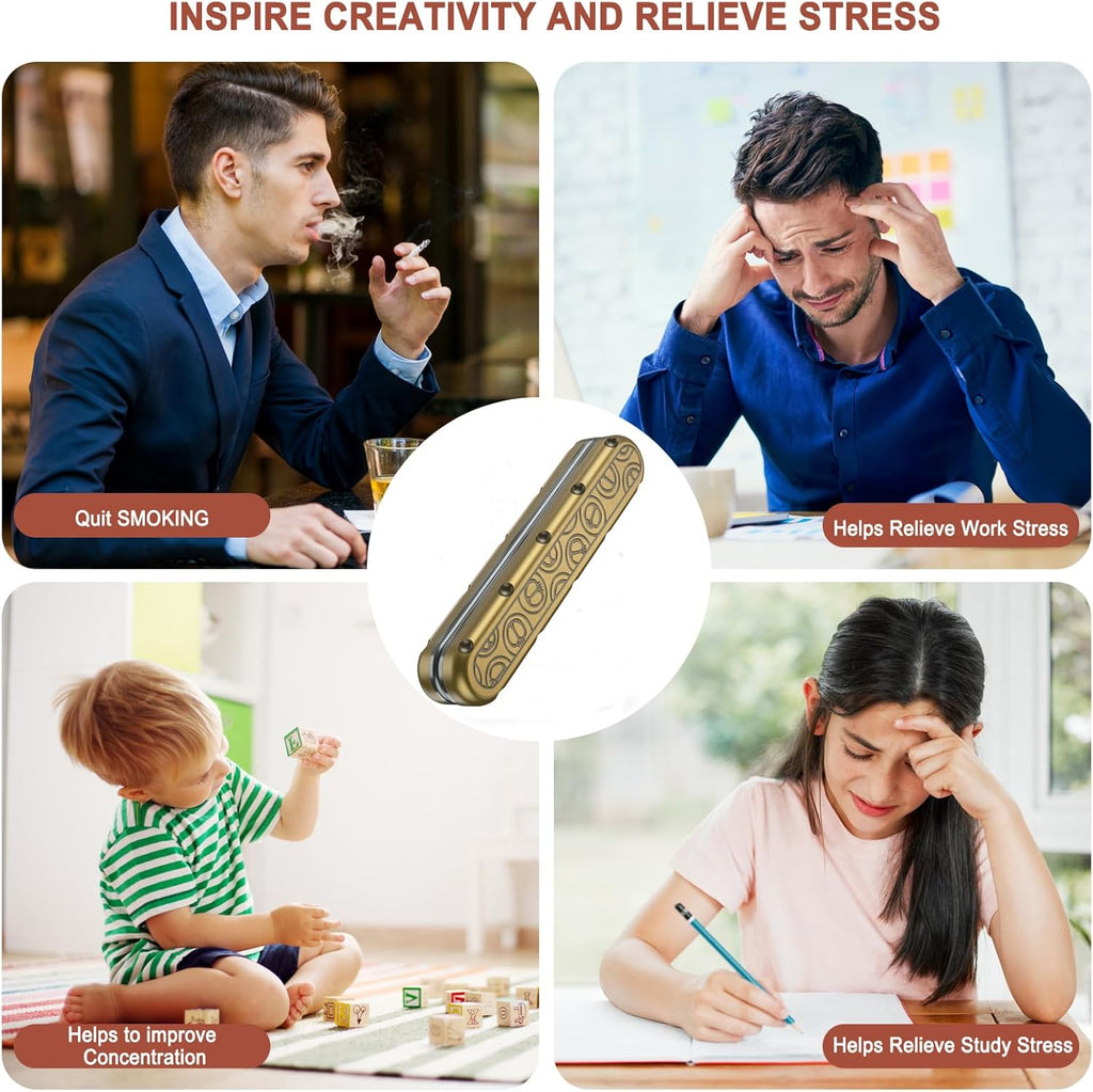 EDC Fidget Slider Metal Fidget Toys Adults for Anxiety and Stress Relief ADHD and Autism Magnetic Cool Office Gadgets Clicker Toys(Bronze)