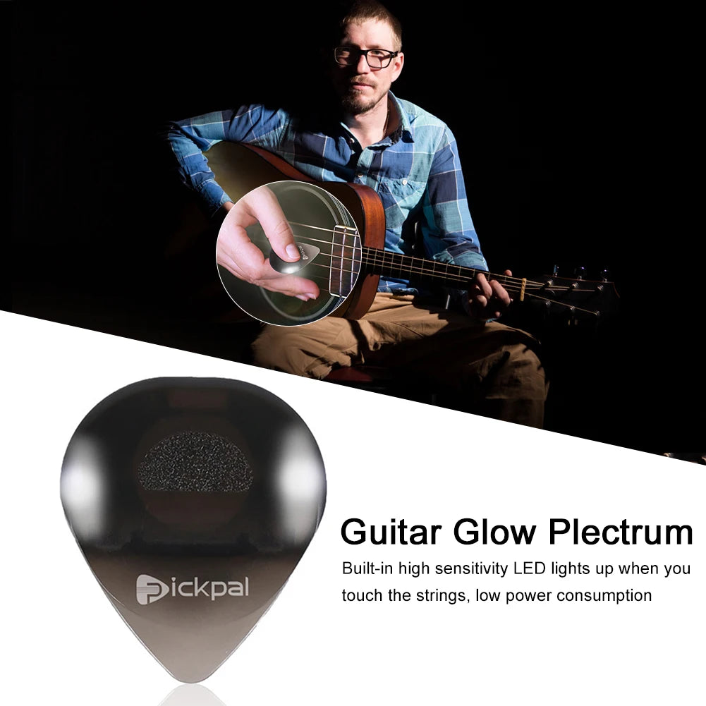 Guitar Touch Luminous Pick with High-Sensitivity LED Light Stringed Instrument Plectrum Non-Slip for Bass Electric Guitarists