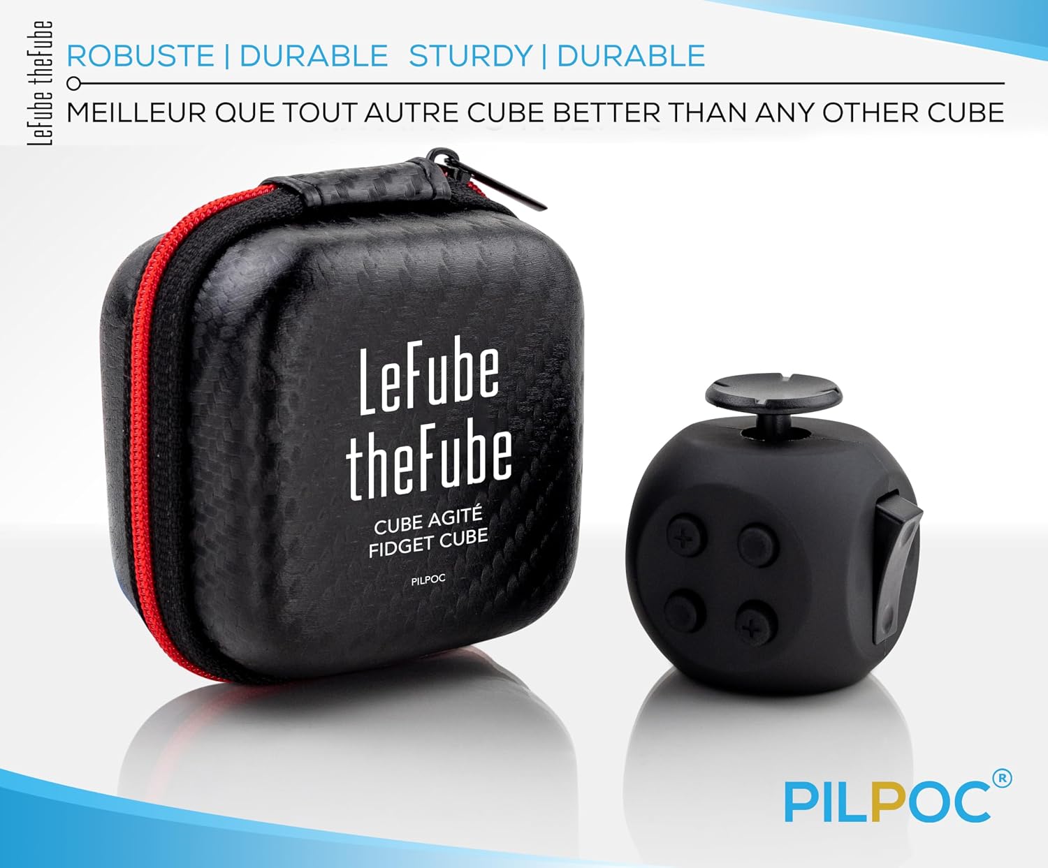 Thefube Fidget Cube, 6-Sided Stress Relief Infinity Cube for Adults & Kids, Boosts Concentration, Mindfulness Aid, Silent & Audible Modes, Stocking Suffers for Boys, Kids and Adults (Midnight)