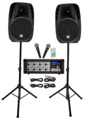 RPG2X15 Package PA System Mixer/Amp+15" Speakers+Stands+Mics+Bluetooth
