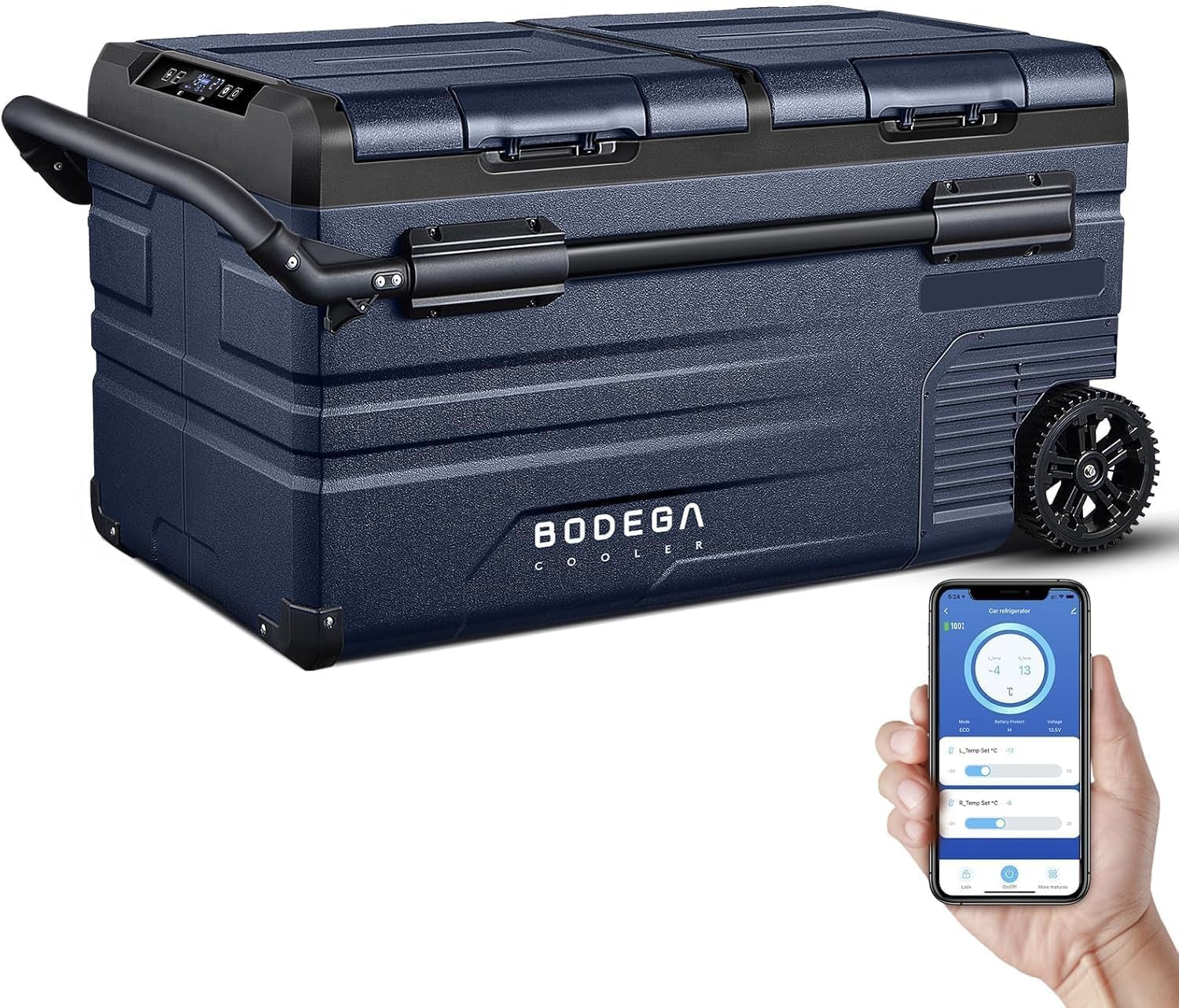 COOLER 12 Volt Car Refrigerator, Portable Freezer, Car Fridge Dual Zone WIFI APP Control, 80 Quart(75L) -4℉-68℉Car Cooler, 12/24V DC and 100-240V AC, for Camping, Travel, RV, Outdoor