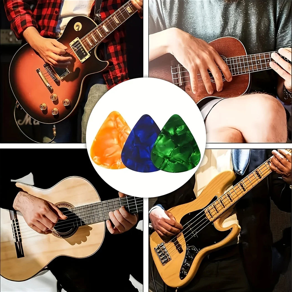 Guitar Pick 100 Pcs Mixed Colorful Guitar Picks Assorted Pearl Variety Sampler Pack Celluloid 0.46Mm 0.71Mm 0.96Mm