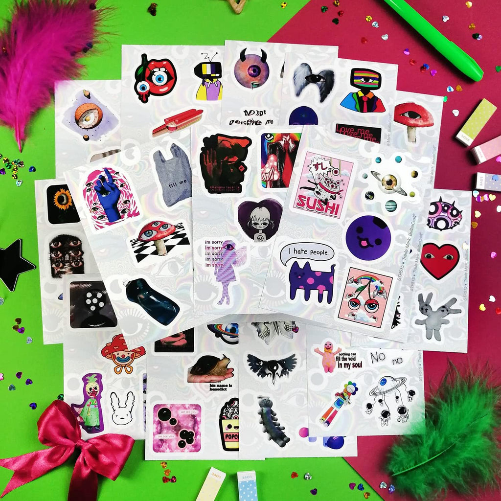 100Pcs Weirdcore Stickers, Weird Stickers for Adults, Weird Gifts, Psychedelic Decals, Trippy Decals, Weirdcore Accessories, Gifts for Women & Men