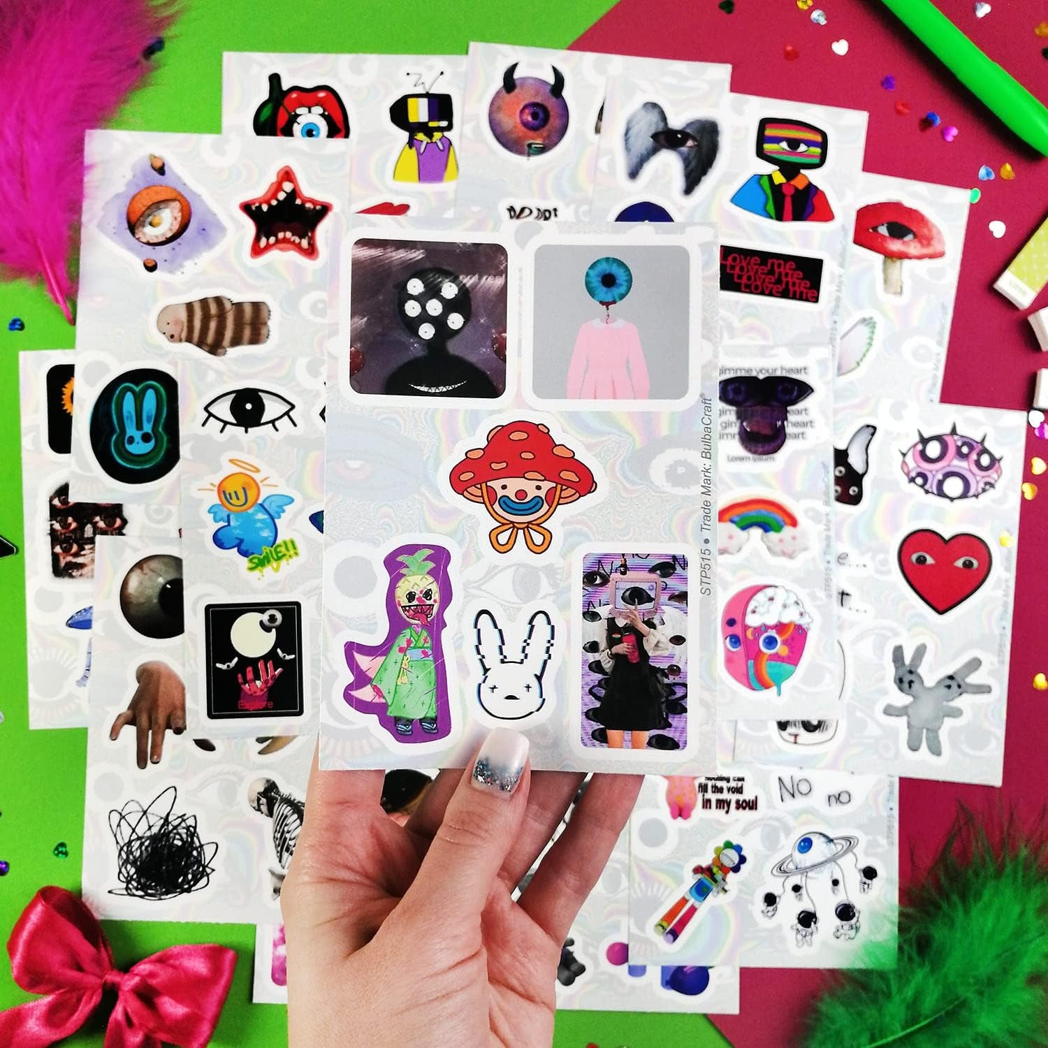 100Pcs Weirdcore Stickers, Weird Stickers for Adults, Weird Gifts, Psychedelic Decals, Trippy Decals, Weirdcore Accessories, Gifts for Women & Men