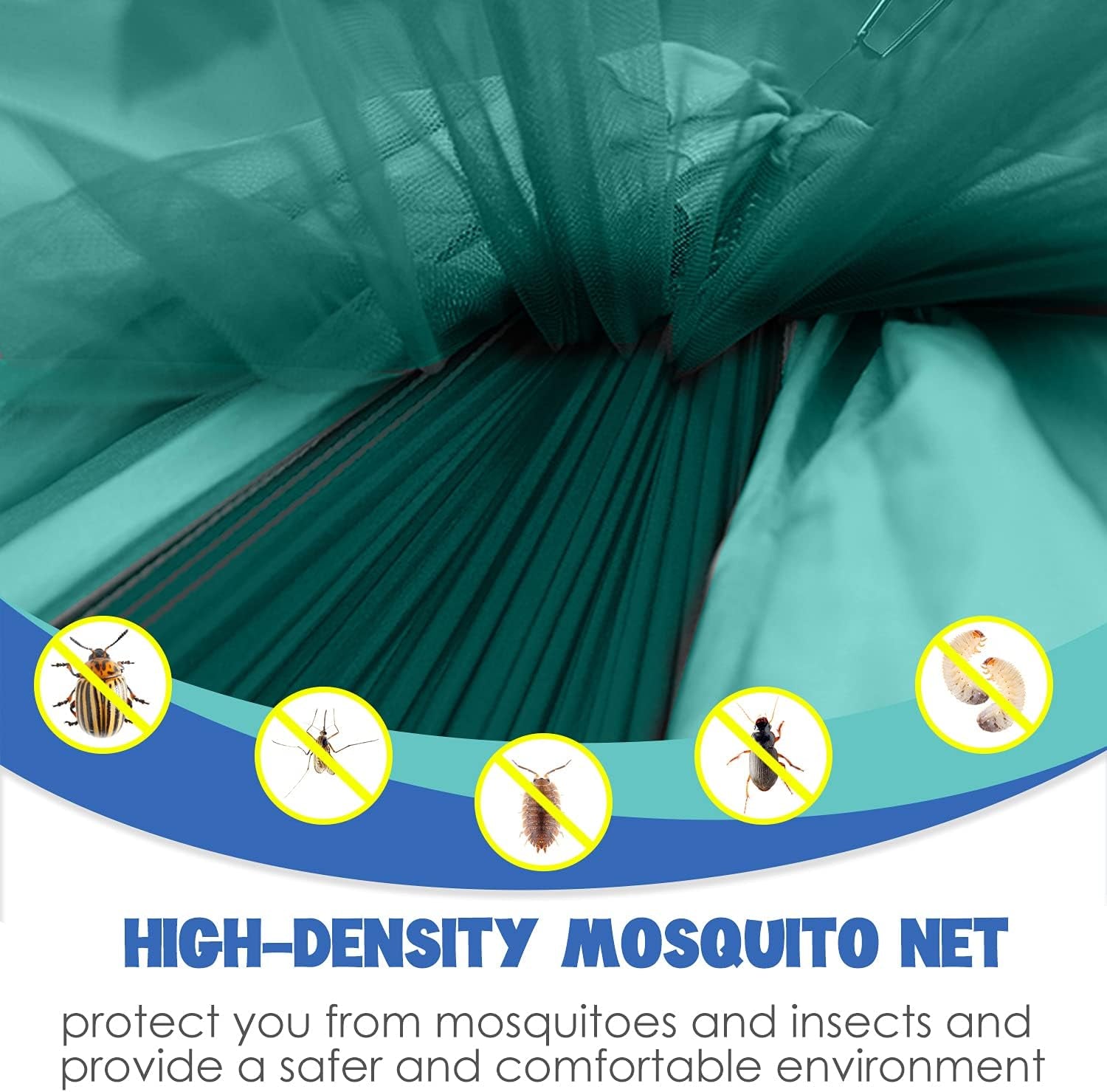 Camping Hammock - Camping Essentials, Double Hammock with Bug Net, Camping Gear Hammock for Outside, Hiking, and Travel (Turquoise & Seafoam)