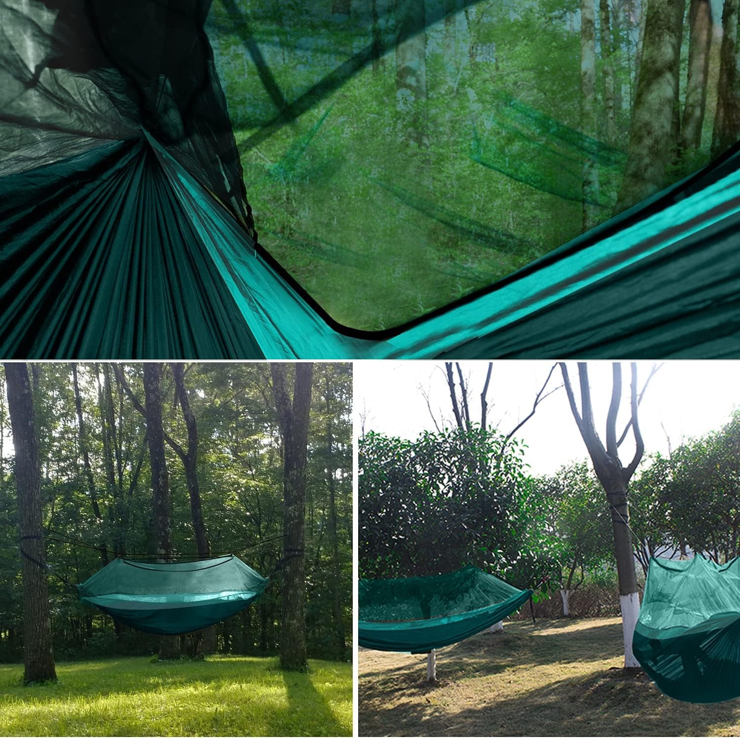 Camping Hammock - Camping Essentials, Double Hammock with Bug Net, Camping Gear Hammock for Outside, Hiking, and Travel (Turquoise & Seafoam)