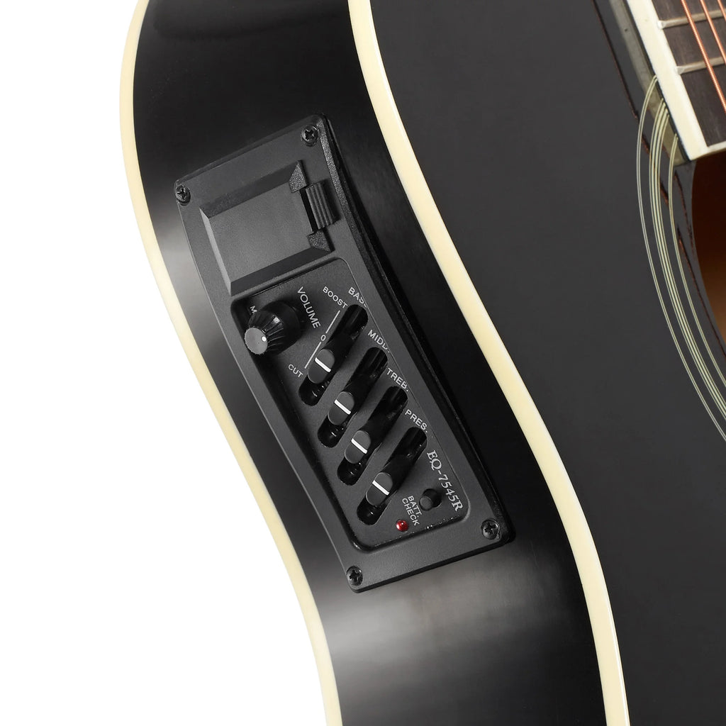 Jameson 41-Inch Full-Size Acoustic Electric Guitar with Thinline Cutaway Design, Black