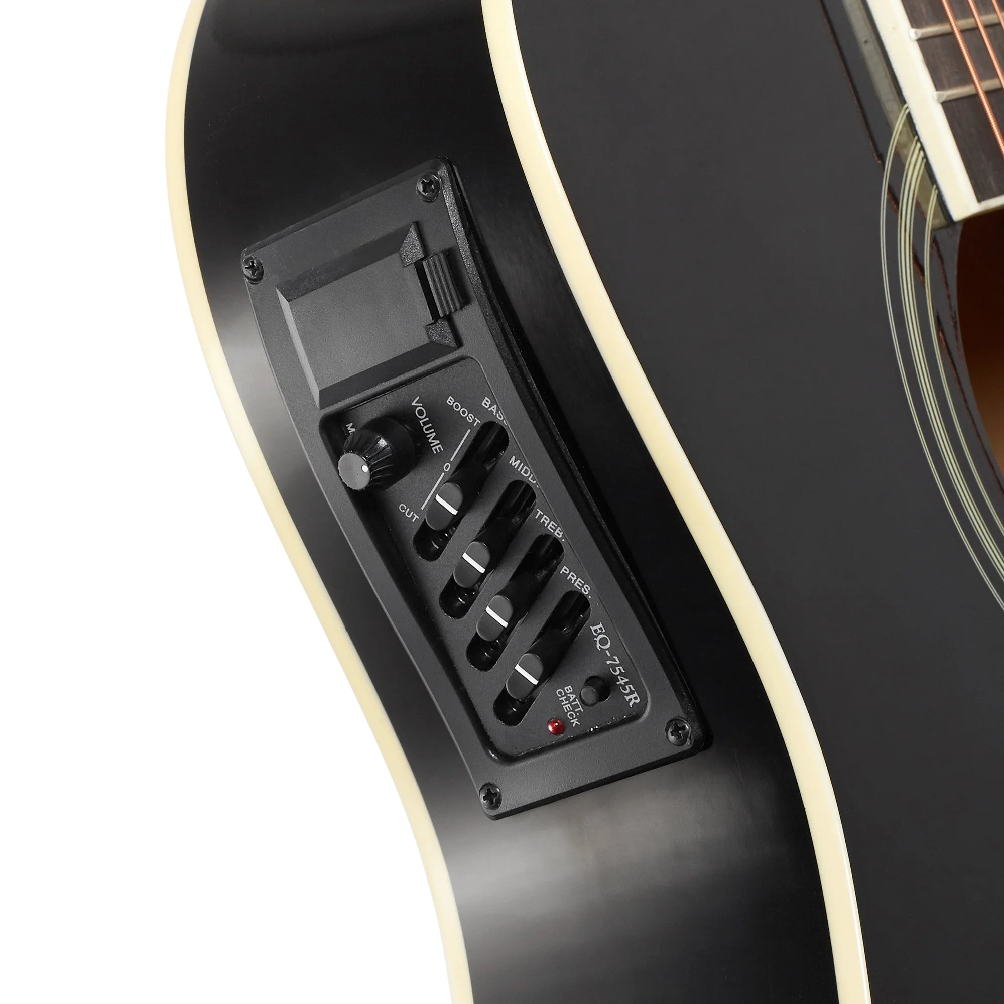 Jameson 41-Inch Full-Size Acoustic Electric Guitar with Thinline Cutaway Design, Black