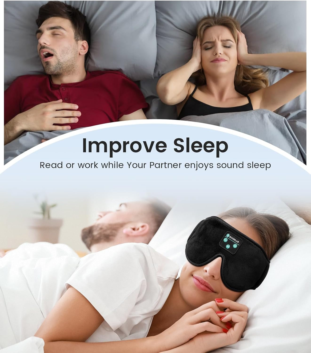 Bluetooth Sleep Mask, Sleep Mask with Bluetooth Headphones, Sleeping Headphones for Side Sleepers Travel Yoga, Cool Tech Gadgets Unique Gift for Valentine'S Mother'S Day Birthday Christmas