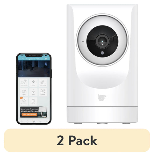 (2 Pack)  Purrsight 360° Smart Pet Camera, 1080P HD, Wireless, 2-Way Audio