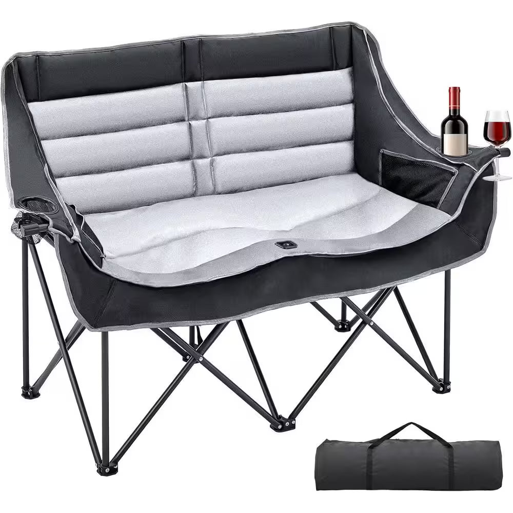 XXXL Oversized Fully Padded Camping Chair 2-Person Folding Loveseat Camping Couch Double Camping Chair, 990 Lbs.