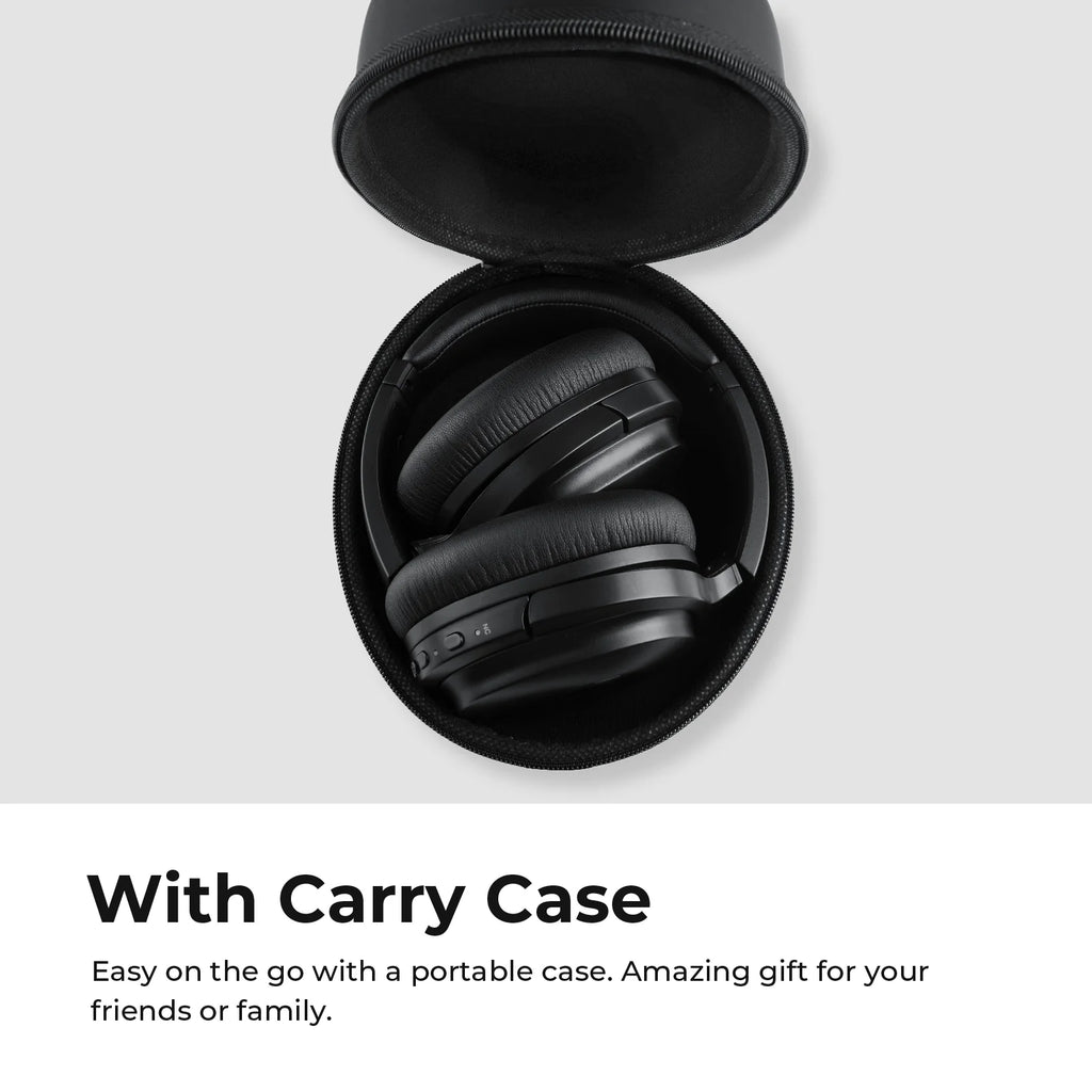 Premium Active Noise Cancelling Bluetooth Headphones - Wireless Over-Ear Design with Mic, Comfortable Protein Earpads, 30H Playtime, Foldable for Travel & Work - Sleek Black Finish