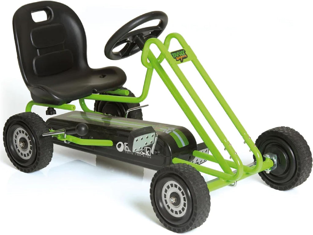 Kids Pedal Go Kart, 4 Wheel Bike Cart, Ride for Ages 4-8, Green- Outdoor Bicycle Karts with Plastic Wheels for Boys and Girls
