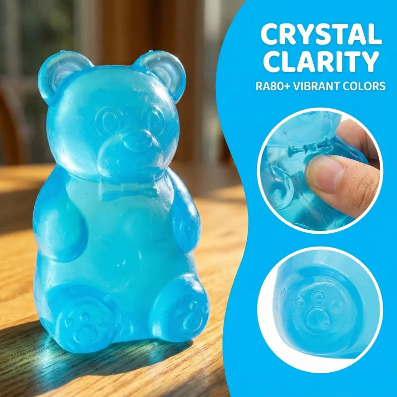 Needoh Gummy Bear Squishy Toy, Maltose Stress Ball for Kids Adults, Cute Animal Squeeze Fidget Toy, Solid Decompression